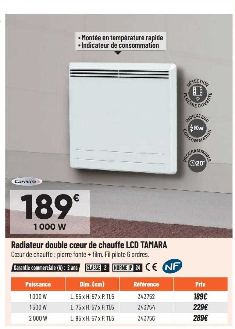 radiateur double cœur de chauffe lcd tamara