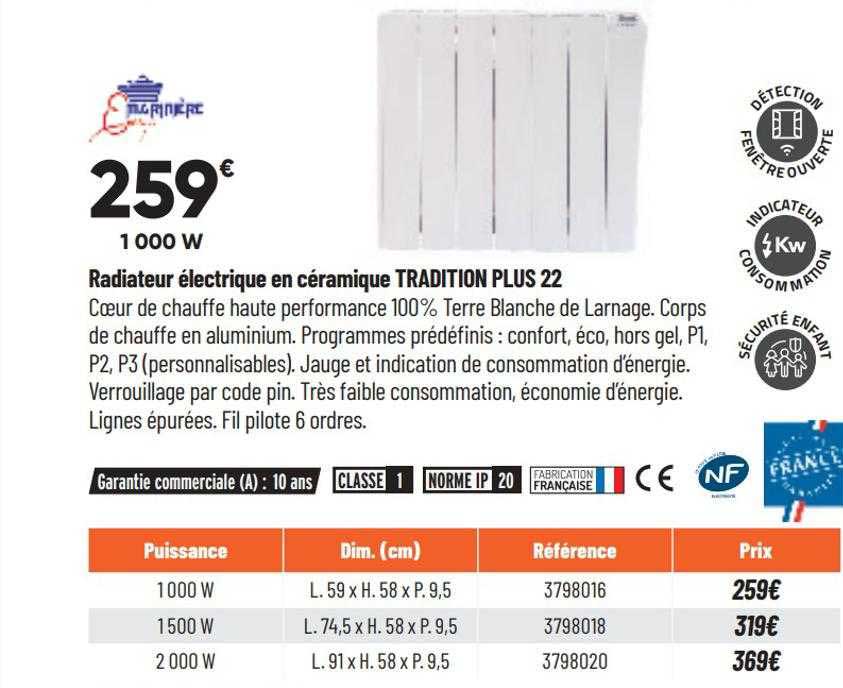 Radiateur électrique En Céramique Tradition Plus 22