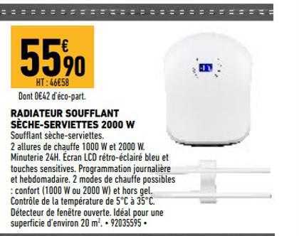radiateur soufflant sèche-serviettes 2000w
