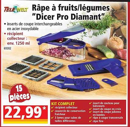 Râpe à Fruits-légumes "dicer Pro Diamant" Tele Welt