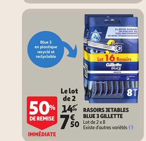 rasoirs jetables blue 3 gillettes