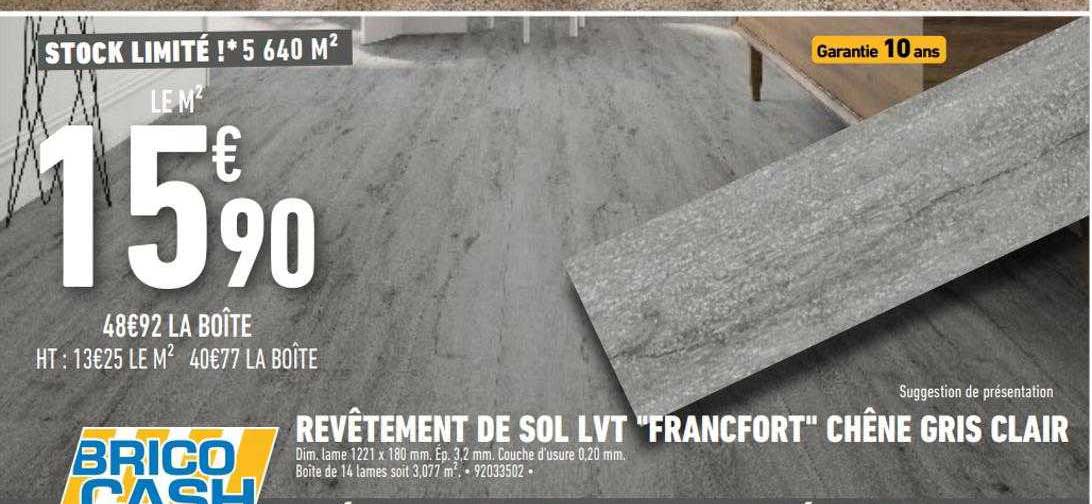 revêtement de sol lvt "francfort" chêne gris clair