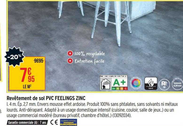 revêtement de sol pvc feelings zinc
