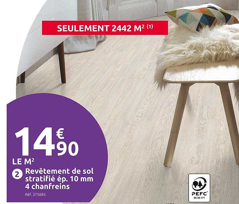 revêtement de sol stratifié ép. 10 mm 4 chanfreins