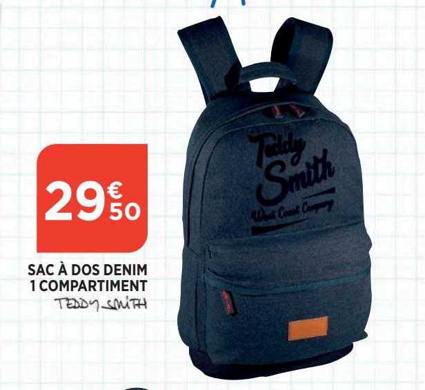 sac à dos denim 1 compartiment teddy smith