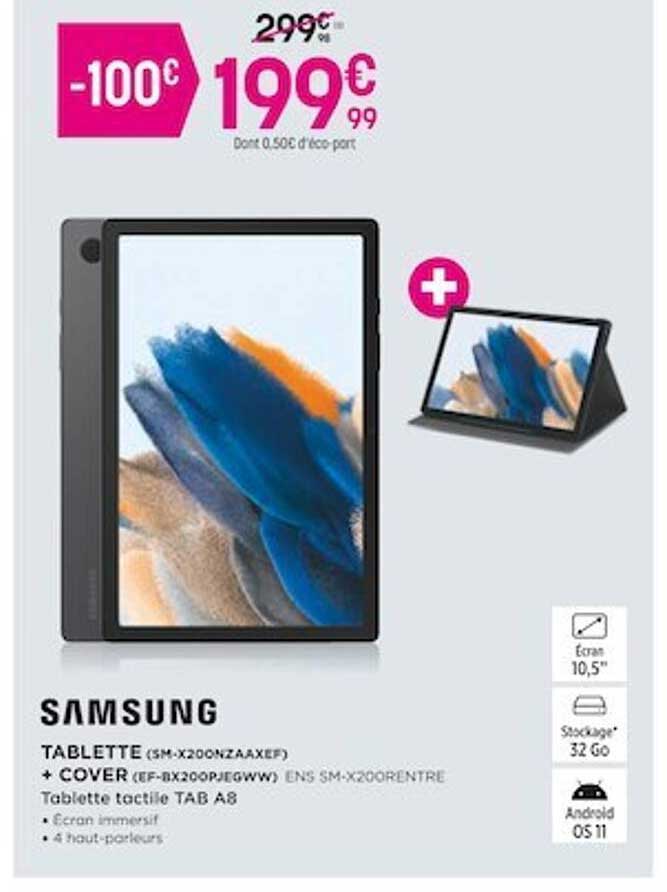 samsung tablette tactile tab a8 + cover