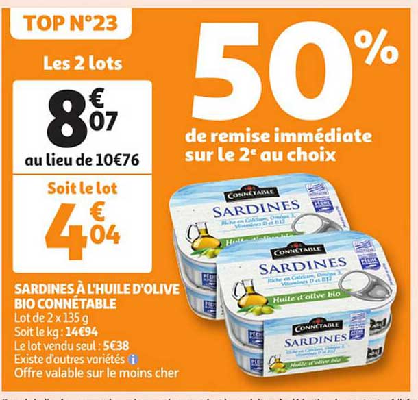 Sardines à L'huile D'olive Bio Connétable