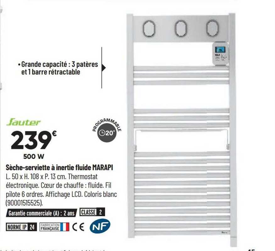 sauter sèche-serviette à inertie fluide marapi