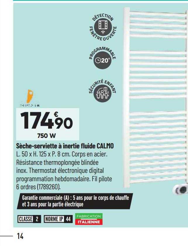 sèche-serviette à inertie fluide calmo