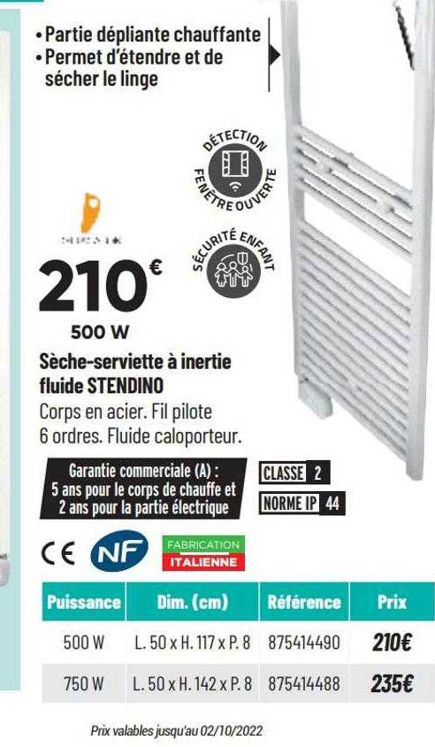 sèche-serviette à inertie fluide stendino