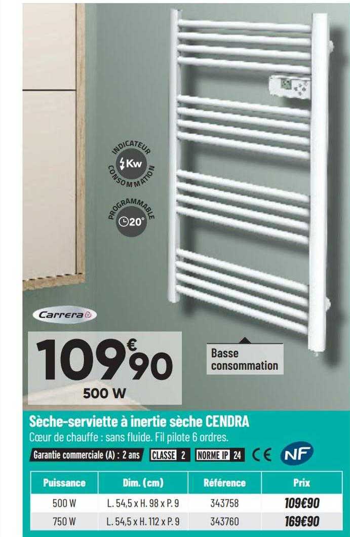 sèche-serviette à inertie sèche cendra carrera