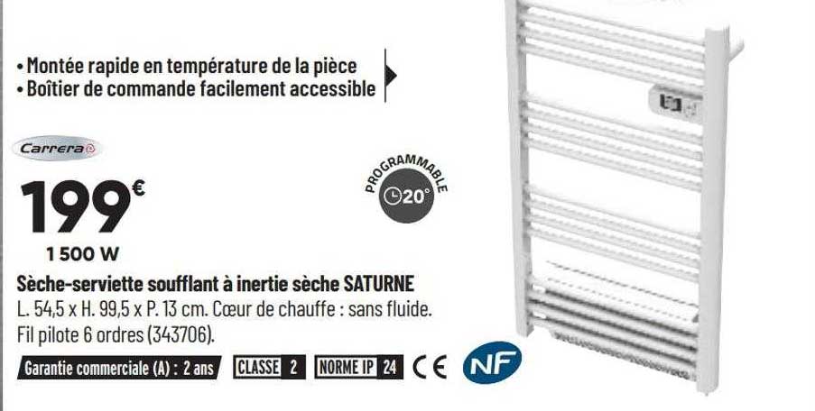 sèche-serviette soufflant à inertie sèche saturne carrera