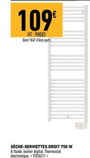 sèche-serviettes droit 750 w