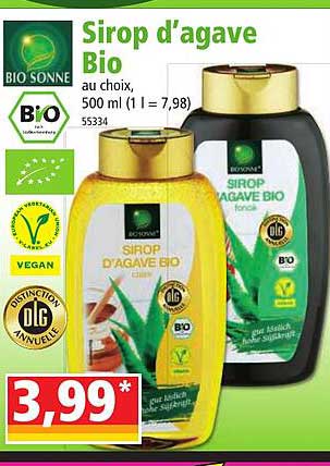 sirop d'agave bio bio sonne