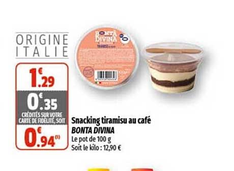 snacking tiramisu au café bonta divina