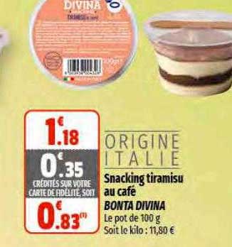 snacking tiramisu au café bonta divina