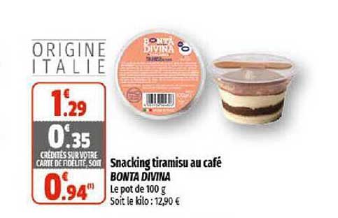 snacking tiramisu au café bonta divina