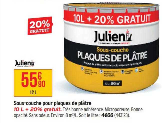sous-couche pour plaques de plâtre julien