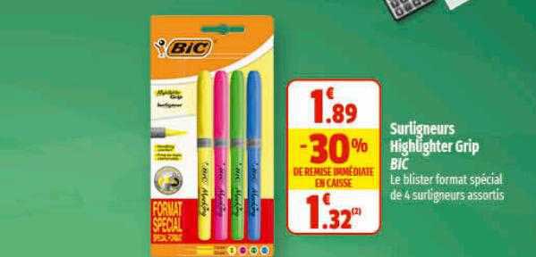 Surligneurs Highlighter Grip Bic