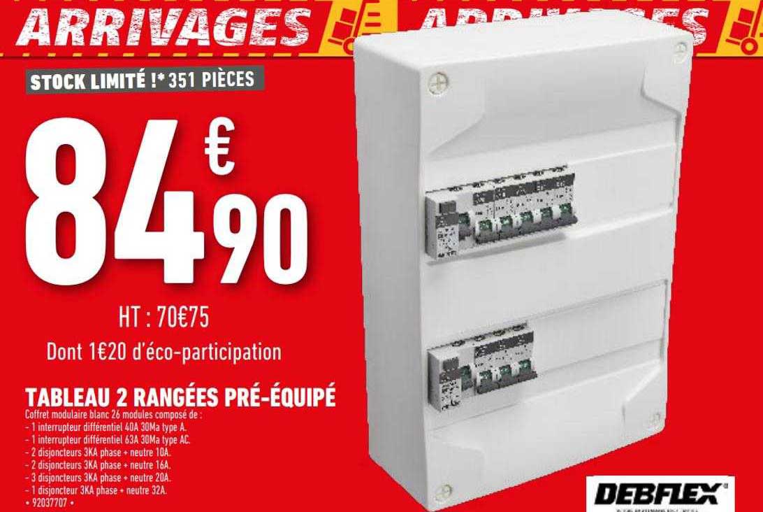 tableau 2 rangées pré-équipé