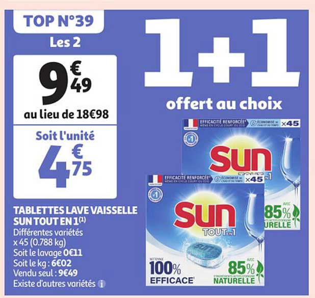 tablettes lave vaisselle sun tout en 1