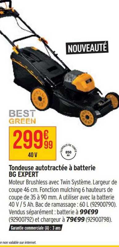 tondeuse autotractée à batterie bg expert best green