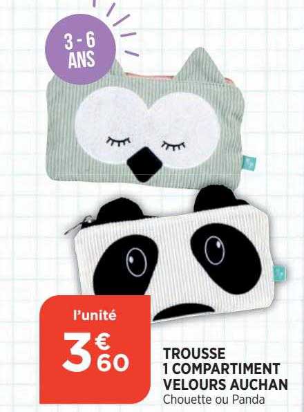 Trousse 1 Compartiment Velours Auchan
