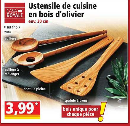 ustensile de cuisine en bois d'olivier casa royale