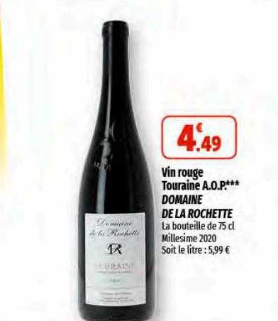 vin rouge touraine a.o.p.*** domaine de la rochette