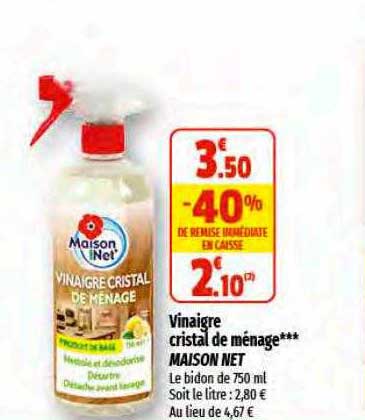 Vinaigre Cristal De Ménage Maison Net