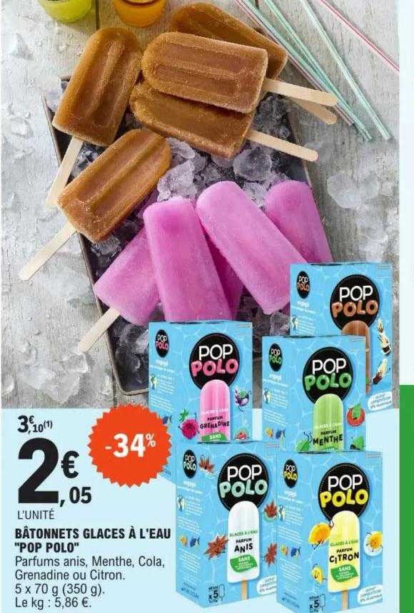 bâtonnets glacés à l'eau "pop polo"