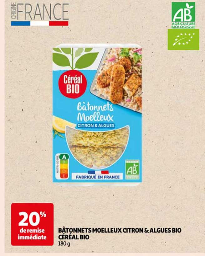 Bâtonnets Moelleux Citron & Algues Bio Céréal Bio