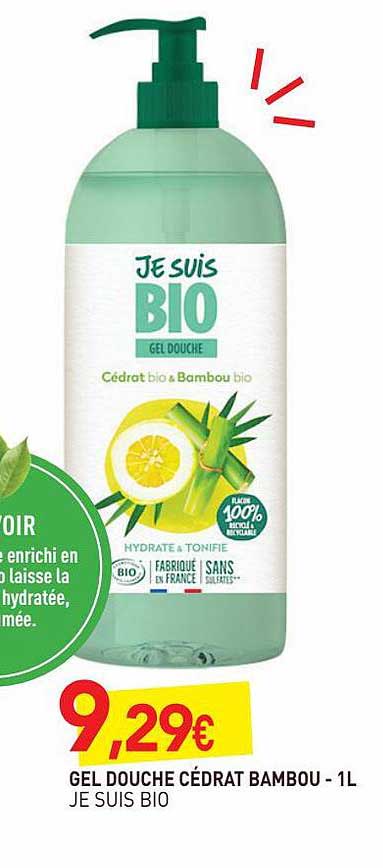 gel douche cédrat bambou je suis bio - 1l