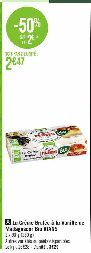la crème brûlée à la vanille de madagascar bio rians