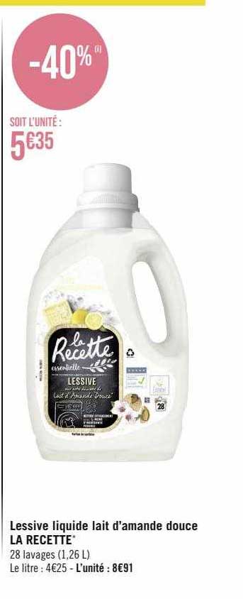 lessive liquide lait d'amande douce la recette