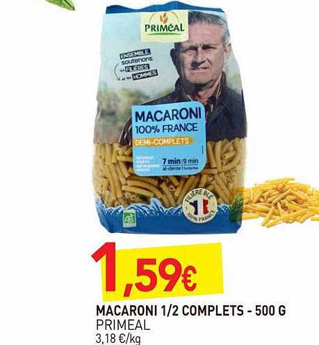 macaroni 1/2 complets priméal - 500 g