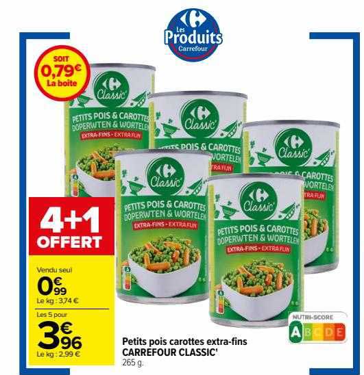petits pois carottes extra-fins carrefour classic'