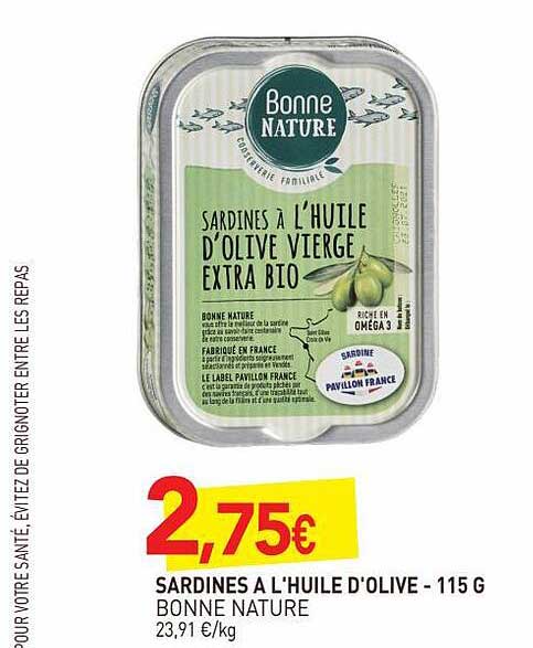 sardines à l'huile d'olive bonne nature - 115 g