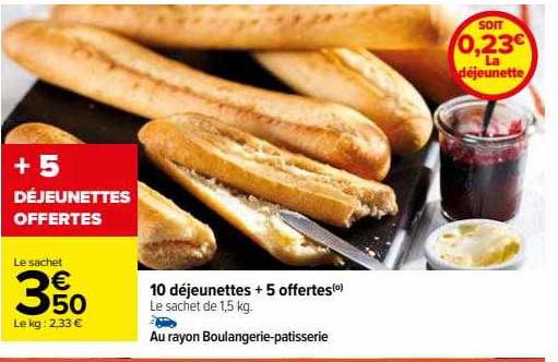 10 déjeunettes + 5 offertes