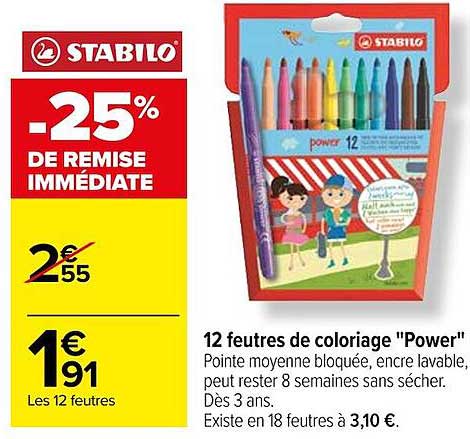 12 Feutres De Coloriage "power" Stabilo