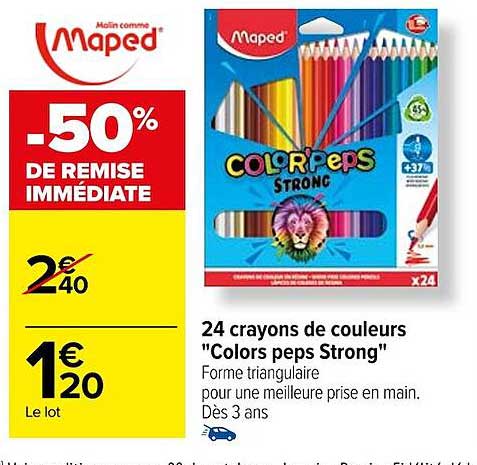 24 crayons de couleurs "colors peps strong" maped
