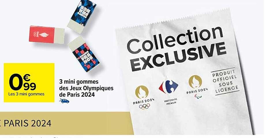 3 Minis Gommes Des Jeux Olympiques De Paris 2024