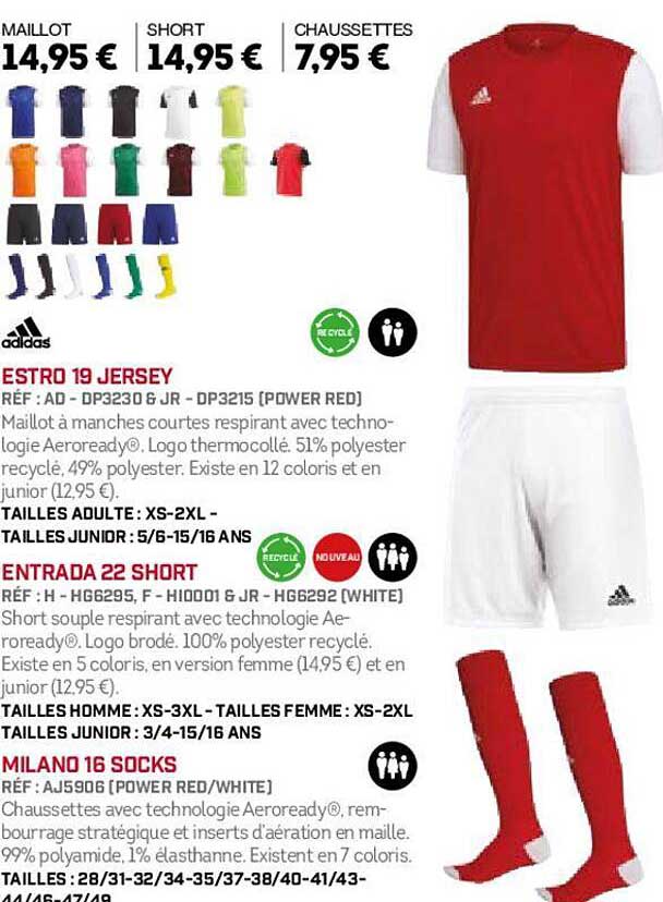 Adidas Estro 19 Jersey, Entrada 22 Short, Milano 16 Socks