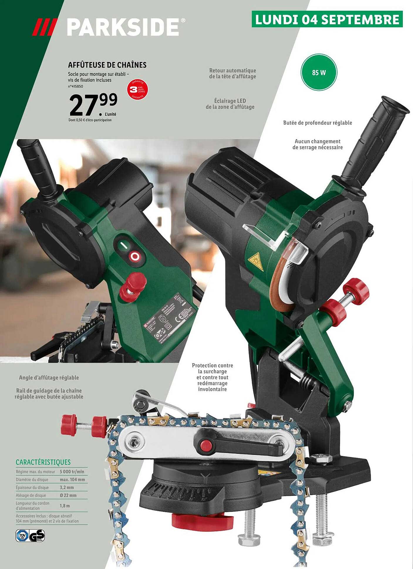 affûteuse de chaînes parkside