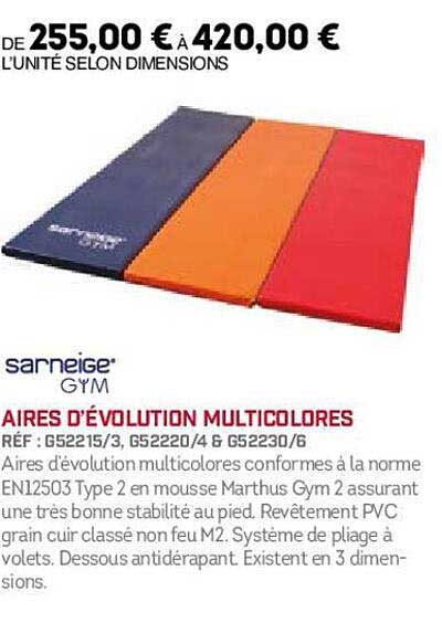 aires d'évolution multicolores sarneige gym