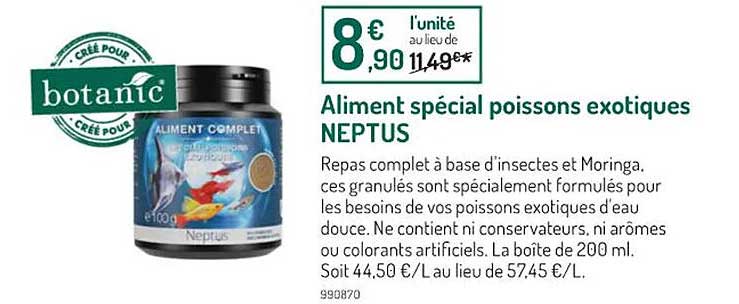 aliment spécial poissons exotiques neptus