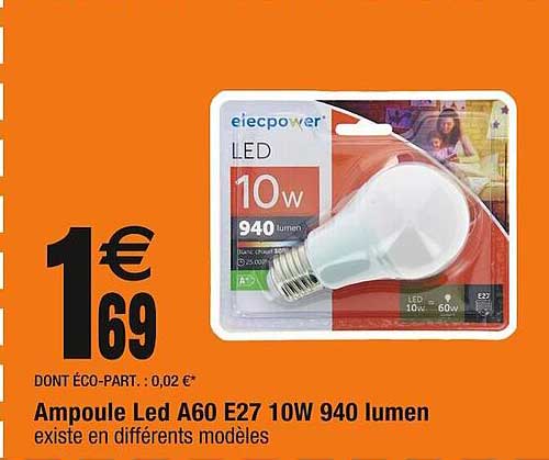 ampoule led a60 e27 10w 940 lumen