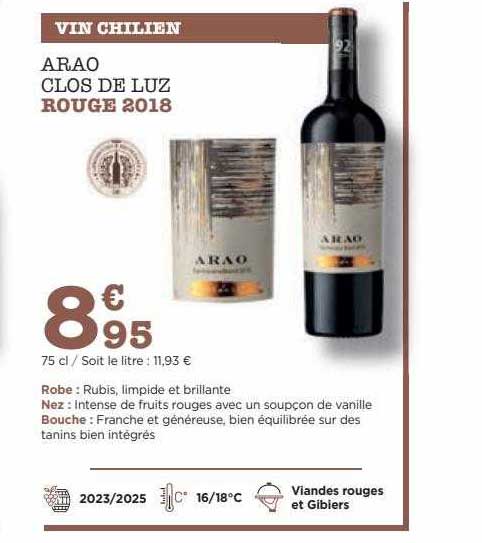 arao clos de luz rouge 2018