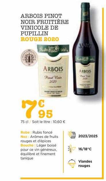 Arbois Pinot Noir Fruitière Vinicole De Pupillin Rouge 2020