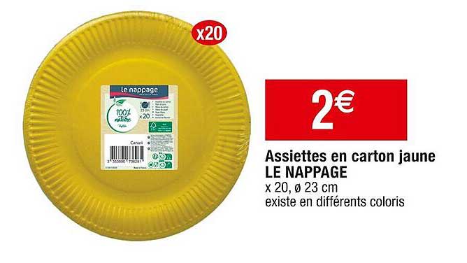 assiettes en carton jaune le nappage